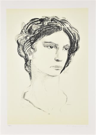 Pietro Annigoni Ritratto litografia su carta, cm 70x50 esemplare 76 su 100...