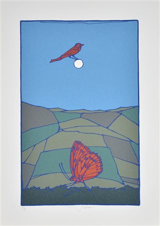 Francesco Casorati La Serenata serigrafia su carta, cm 70x50 esemplare prova...