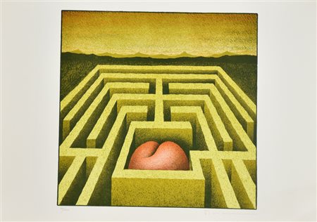Vanni Viviani Labirinto con Mela litografia su carta, cm 50x70 esemplare 43...