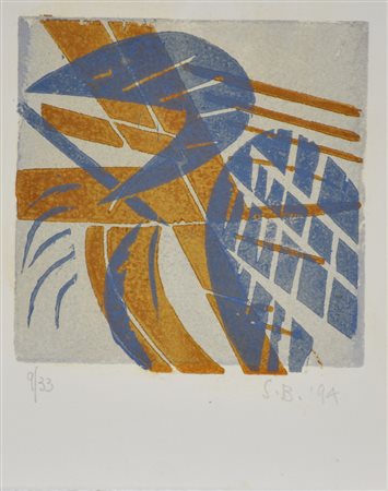 Bozzolini Silvano Senza titolo xilografia su cartoncino, cm 28x22 sul fronte:...