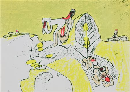 Sebastian Matta Sulle tue labbra c'è un colore di rosa litografia su carta,...