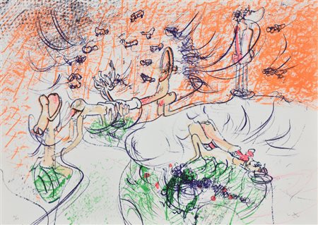 Sebastian Matta Sicure andate o ninfe litografia su carta, cm. 50x70...