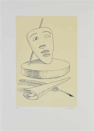 Man Ray Les six masques voyants litografia su carta, cm 70x51 esemplare 40 su...