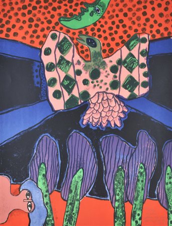 Guillaume Corneille Fleur du ciel litografia su carta, cm 66x51 esemplare 54...