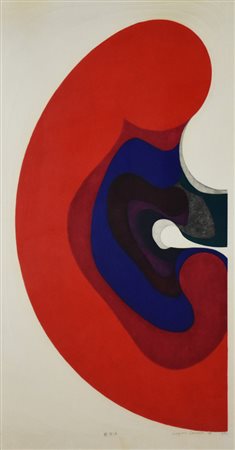 Amano Kazumi A3 xilografia su carta, cm 82x45 eseguito nel 1968 esemplare 3...