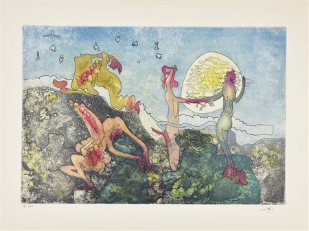 Sebastian Matta Erotismo incisione su carta, cm 66x51 (lastra cm 37x54)...
