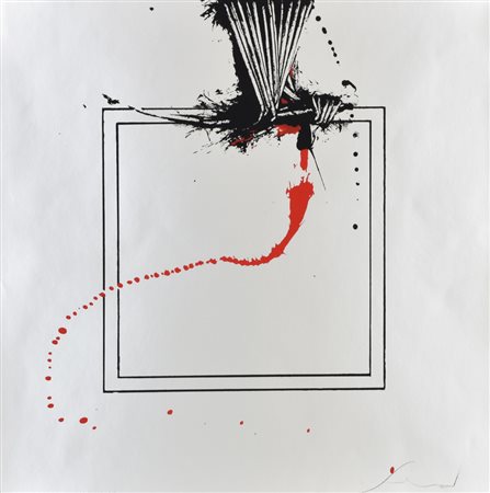 Emilio Scanavino Senza titolo serigrafia su carta metallizzata, cm 61x77...