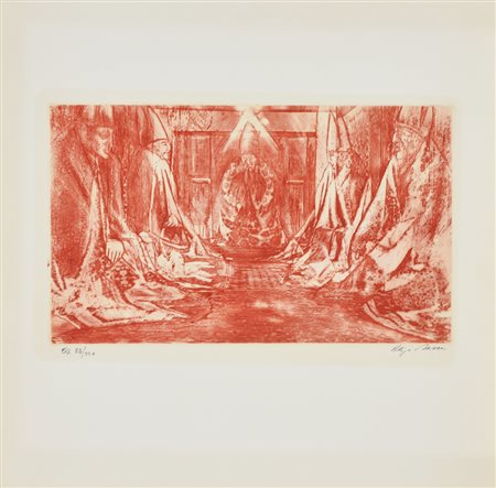 Aligi Sassu Senza titolo incisione su carta, cm 39x38 (lastra cm 18x30)...