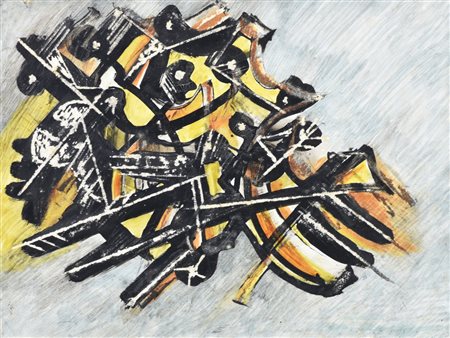 Umberti Mastroianni Tensione tecnica mista su carta, cm 23x31 sul fronte:...