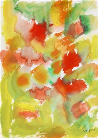 Antonio Corpora Carnevale acquarello su carta, cm 51x36 firma sul retro:...