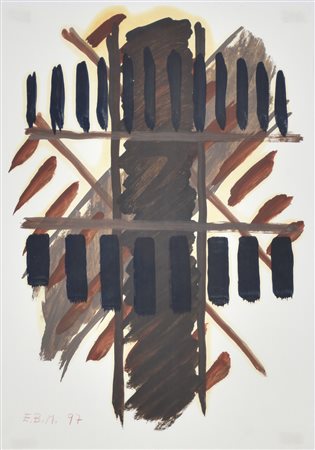 Emiliano Bonfanti Senza titolo tempera su carta, cm 29,5x21 sul fronte: firma...