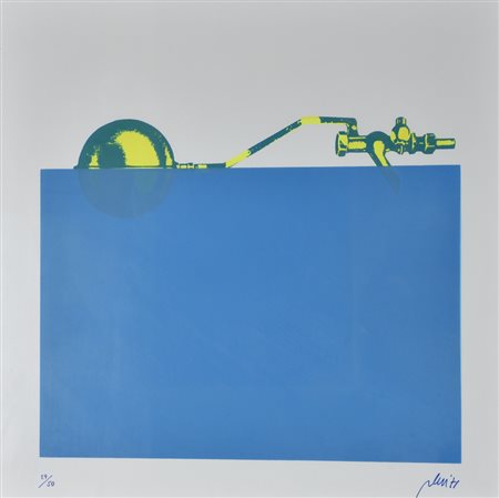 Fabrizio Plessi Senza titolo serigrafia su lastra metallica, cm 50x50...