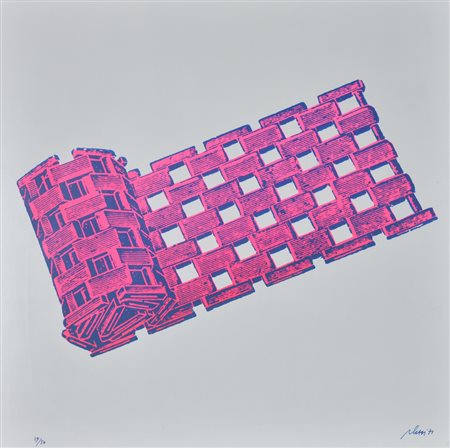 Fabrizio Plessi Senza titolo serigrafia su lastra metallica, cm 50x50...