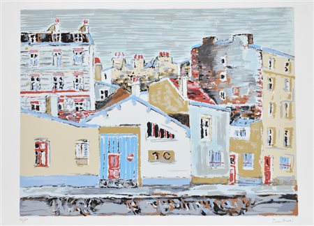 Orfeo Tamburi Veduta Parigina litografia su carta, cm 50x70 esemplare 86/150...