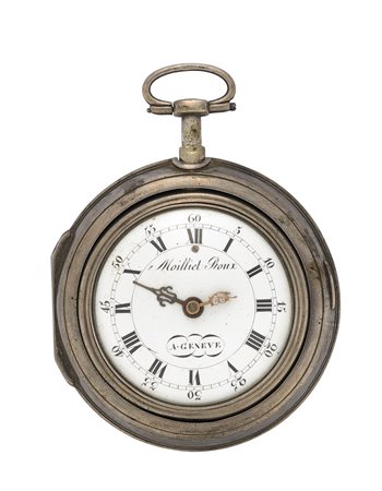 MOILLIET ROUXOrologio da tasca da uomo in argento con tripla cassaEpoca...
