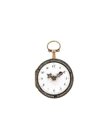 ROMILLY A PARISOrologio da tasca da donna in oro 18K decorato con miniatura...