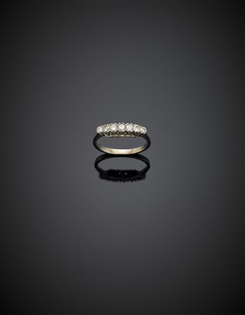 Fedina in oro bianco con sette diamanti, g 2,15 misura 11/51.-ENWhite gold...