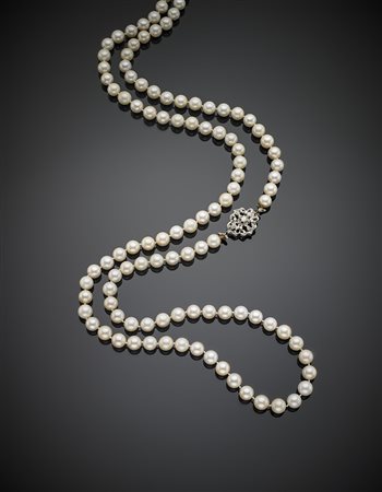 Collana lunga di perle coltivate giapponesi Akoya coltivate di mm 8,5/9...