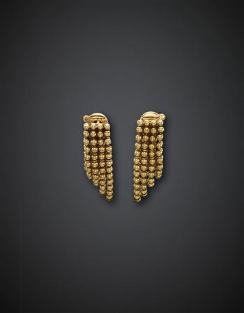 CARTIEROrecchini a lobo con perno e clip in oro giallo a quattro fili di...