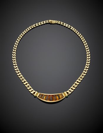 BULGARICollier a scalare in oro giallo con maglia groumette, al centro...