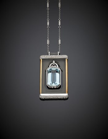 CARTIERCatenina in oro bianco rifinita con prismi in pavé di diamanti a...