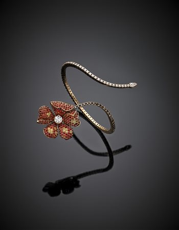 *DI GREGORIOBracciale elastico in oro rosa con diamanti da incolori a fancy...