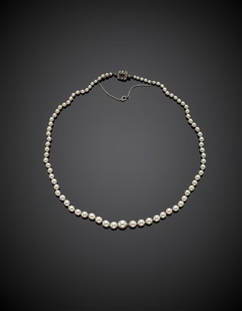 Collana di perle coltivate a scalare con chiusura in oro bianco rifinita con...