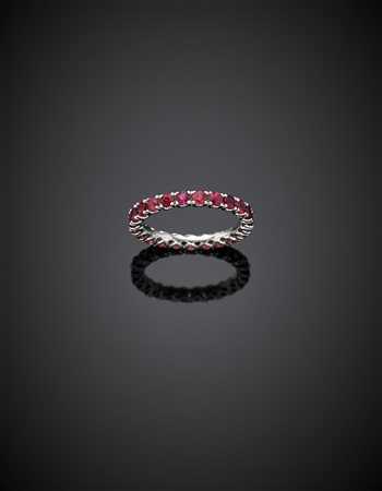 *DI GREGORIOFedina eternity in oro bianco e corindoni arancioni, g 2,27...