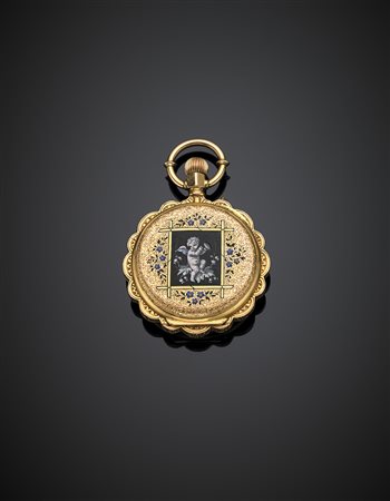 DUBOIS ET C.IEOrologio da tasca in oro giallo cesellato e smalti, g 28,69,...