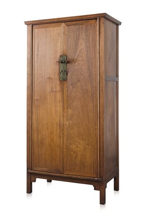 Piccolo armadio a due battenti in olmo nan mu, con maniglie in metallo (lievi...
