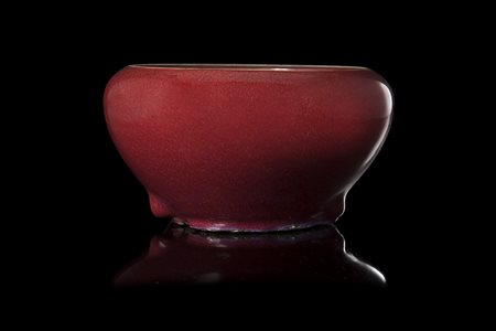 Potiche dalla spessa invetriatura flambèCina, secolo XIX(d. 23,5 cm.)-ENA...