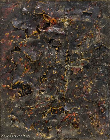 UMBERTO MASTROIANNI (1910 - 1998) Cratere lunare Cartone dipinto e raschiato...