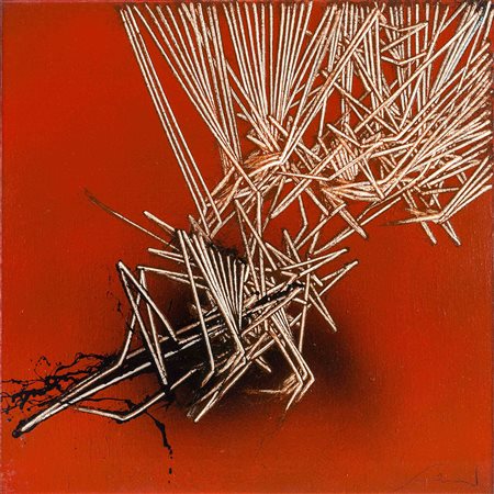 EMILIO SCANAVINO (1922 - 1986) Tramatura 1979 Olio su tela 60 x 60 cm Firma,...