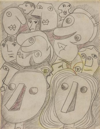 ENRICO BAJ (1924 - 2003) Senza titolo (Progetto per acquaforte) 1982 Disegno...