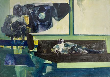 RENZO VESPIGNANI (1924 - 2001) Dimora 1964 Olio su tela 140 x 200 cm Firmato...