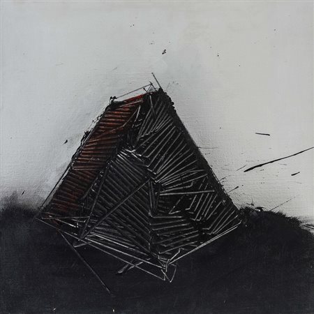 EMILIO SCANAVINO (1922 - 1986) Senza punta 1966 Olio su tela 65 x 65 cm Firma...