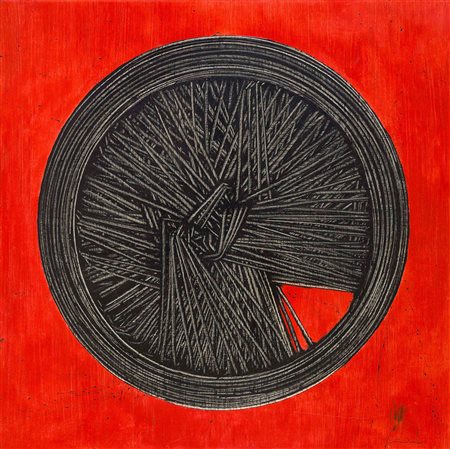 EMILIO SCANAVINO (1922 - 1986) Disco 1970 Olio su tela 80 x 80 cm Firma in...