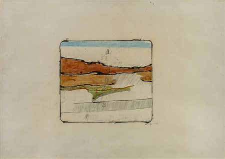 MARIO SCHIFANO (1934 - 1998) Senza titolo 1963 Tecnica mista su carta 70 x...