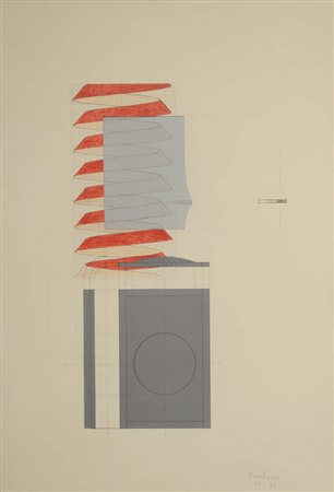 Firmato, datato. AGOSTINO BONALUMI (1935) - " Progetto ", 1971, Tempera e...