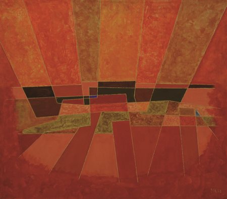 Firmato, datato. MARTIN KRAMPEN (1928) - " Tramonto ", 1952, Olio su tela,...