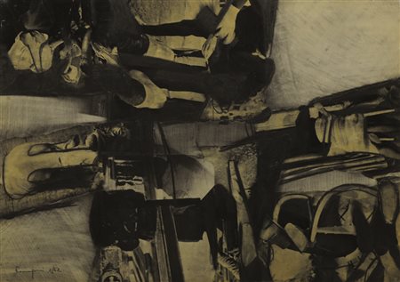 Firmato, datato. BEPI ROMAGNONI (1930 – 1964) - " Racconto ", 1962, Tecnica...