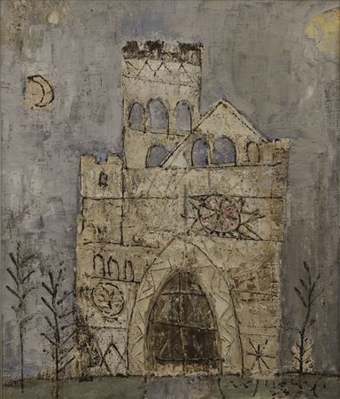 Firmato. FRANCO ROGNONI (1913 – 1999) - " Castel Bianco ", 1973, Olio su...