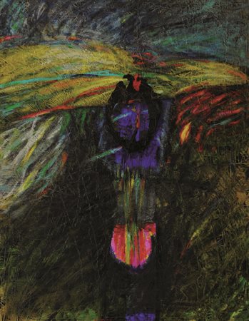 Firmato. GIANNI DOVA (1925 – 1991) - " Segnale nella prateria ", 1989, Olio...