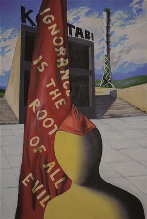 Firmato. MARK KOSTABI (1960) - " Standard bearer ", 1991, Acrilico su tela,...