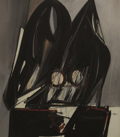 Firmato. PIERO RUGGERI (1930 – 2009) - " Napoleone nero ", 1973, Olio su...