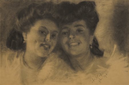 Firmato. ALDO CARPI (1886 – 1973) - Senza titolo, 1908, Tecnica mista su...