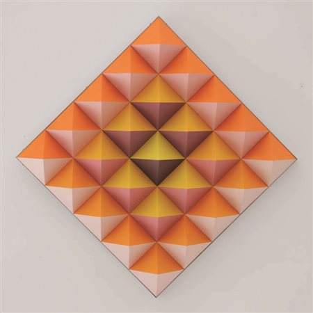 HANS JORG GLATTFELDER (1939) - " PYR - 173 ", 1970, Rilievi con piramidi, cm....