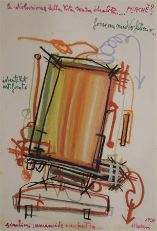 Firmato, datato. MATTIA MORENI (1920 – 1999) - " Simbiosi - umanoide computer...