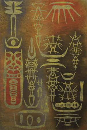 Firmato, datato. CORRADO CAGLI (1910 – 1976) - " L'approdo arunta ", 1958,...