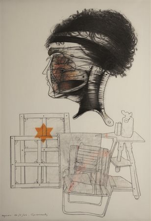 Firmato, datato. GIUSEPPE GUERRESCHI (1929 – 1985) - " Caponero ", 1966,...